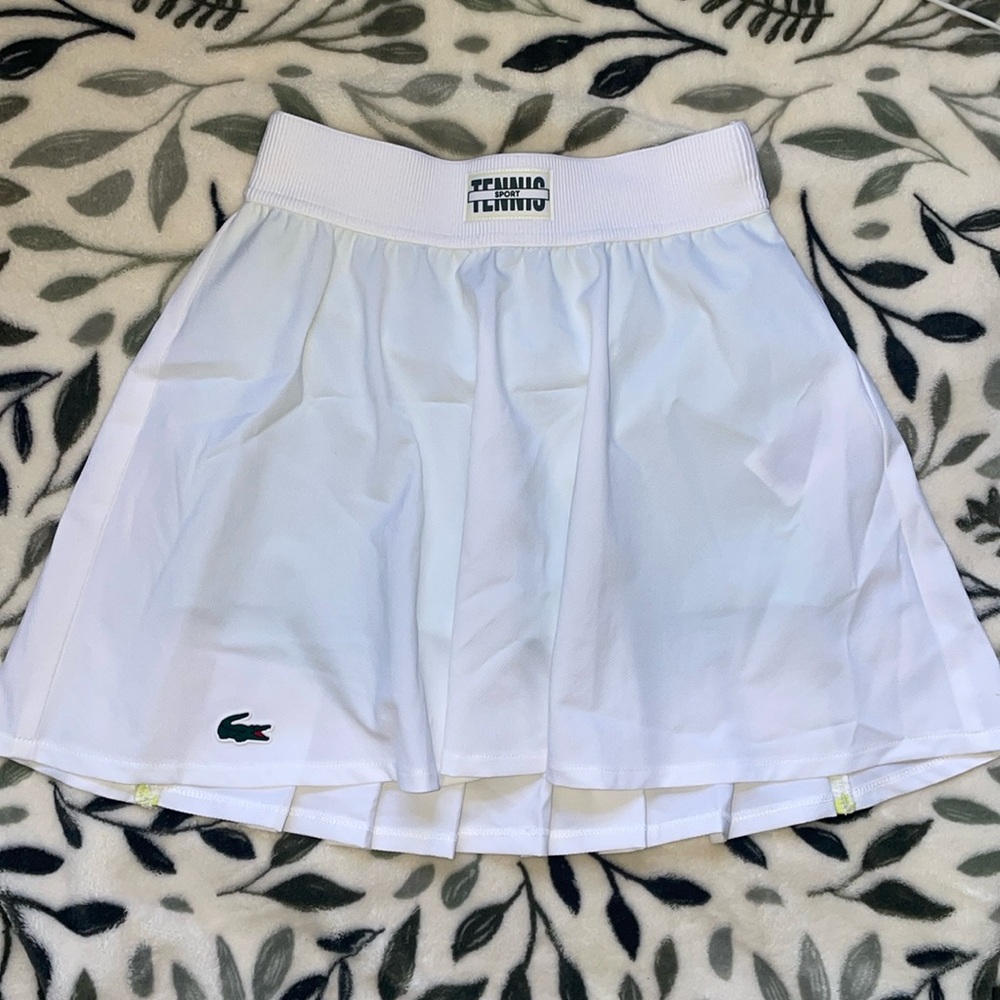 Lacoste Women's Sport Pleat Back Tennis Skirt with Shorts - White & mint shorts